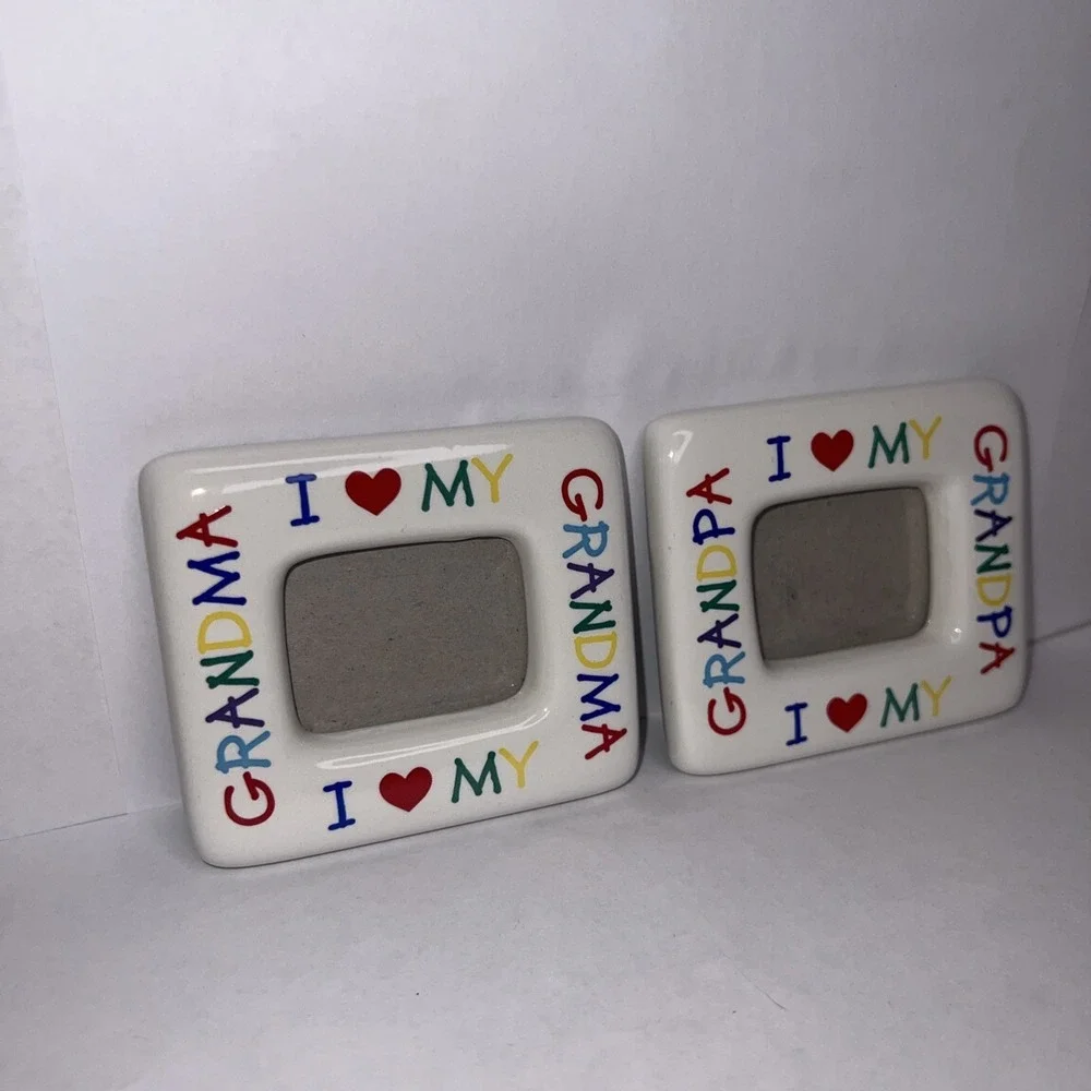 Vintage I Love My Grandma And Grandpa Picture‎ Frames Fridge Magnets Set